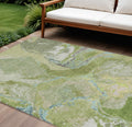 9' X 12' Green Blue And Gray Abstract Washable Indoor Outdoor Area Rug