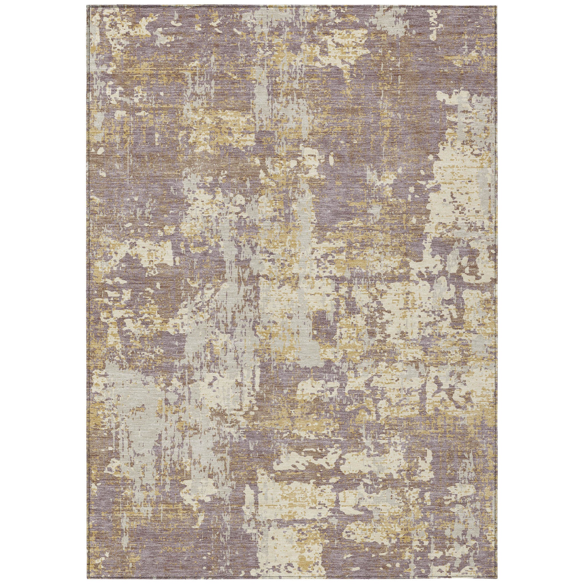 10' X 14' Lavender Gold And Beige Abstract Washable Indoor Outdoor Area Rug