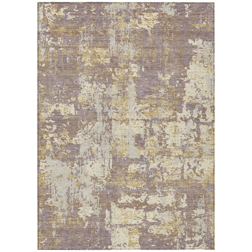 10' X 14' Lavender Gold And Beige Abstract Washable Indoor Outdoor Area Rug