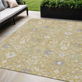5' X 8' Gold Ivory And Gray Oriental Washable Indoor Outdoor Area Rug