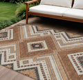 10' X 14' Copper Brown And Beige Tribal Washable Indoor Outdoor Area Rug