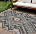 10' X 14' Gray Charcoal And Pink Tribal Washable Indoor Outdoor Area Rug
