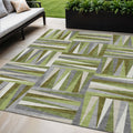 5' X 8' Green Gray And Ivory Geometric Washable Indoor Outdoor Area Rug