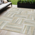 5' X 8' Ivory Beige And Gray Geometric Washable Indoor Outdoor Area Rug