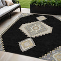 5' X 8' Black Gold And Gray Oriental Washable Indoor Outdoor Area Rug