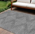 10' X 14' Charcoal And Silver Geometric Washable Indoor Outdoor Area Rug