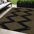 5' X 8' Black And Beige Geometric Washable Indoor Outdoor Area Rug
