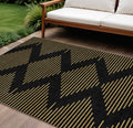 10' X 14' Black And Beige Geometric Washable Indoor Outdoor Area Rug