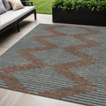 5' X 8' Brown And Aqua Geometric Washable Indoor Outdoor Area Rug
