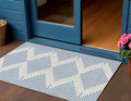 3' X 5' Ivory And Blue Geometric Washable Indoor Outdoor Area Rug