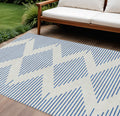 8' X 10' Ivory And Blue Geometric Washable Indoor Outdoor Area Rug