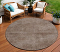 8' Brown Round Washable Indoor Outdoor Area Rug