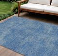 9' X 12' Blue Washable Indoor Outdoor Area Rug