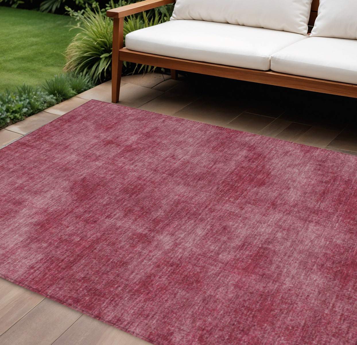 9' X 12' Red Washable Indoor Outdoor Area Rug
