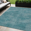 5' X 8' Teal Blue Washable Indoor Outdoor Area Rug