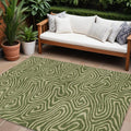10' X 14' Olive Green And Light Green Abstract Washable Indoor Outdoor Area Rug