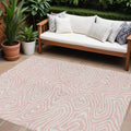 8' X 10' Pink And Gray Abstract Washable Indoor Outdoor Area Rug