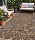 5' X 8' Brown Gold And Ivory Polka Dot Washable Indoor Outdoor Area Rug