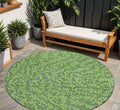 8' Green Blue And Ivory Round Polka Dot Washable Indoor Outdoor Area Rug