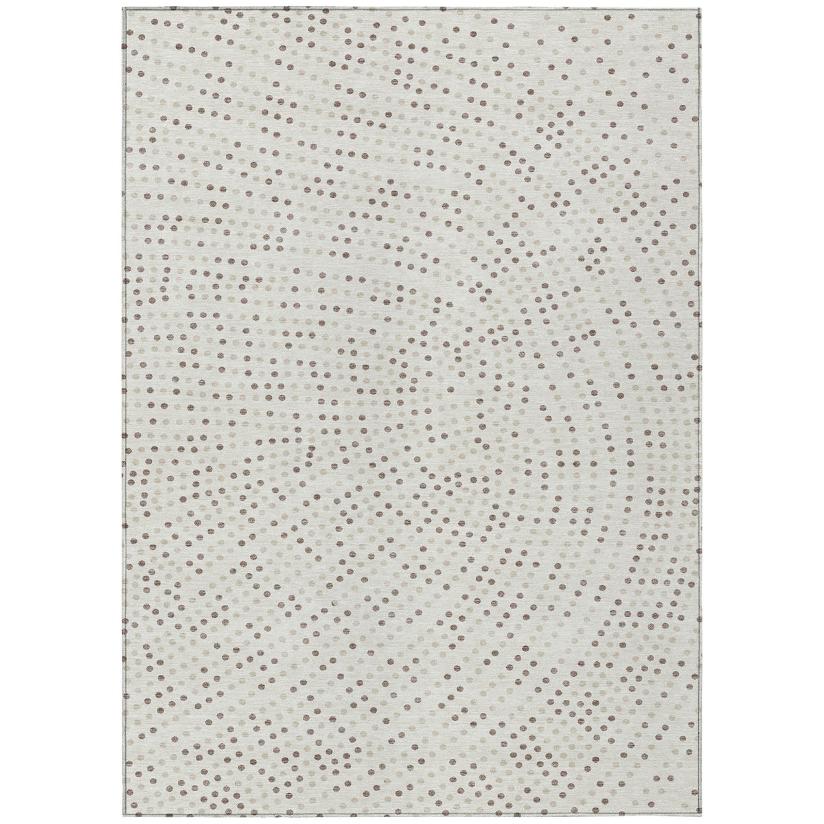 3' X 5' Ivory And Brown Polka Dot Washable Indoor Outdoor Area Rug