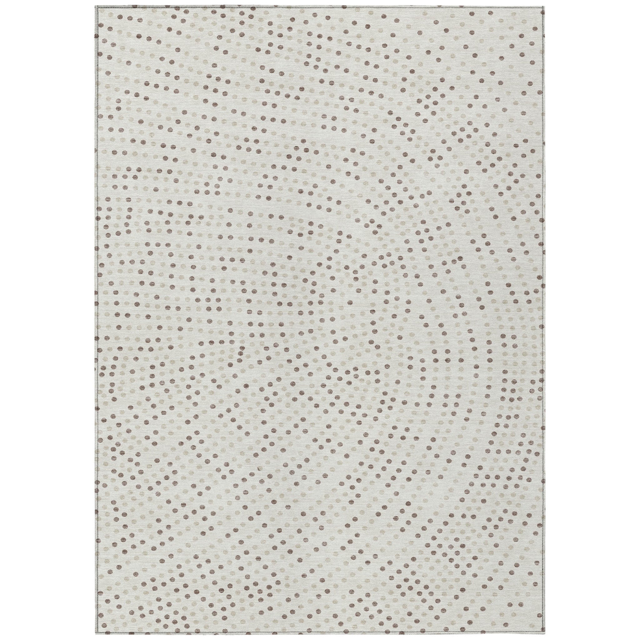 3' X 5' Ivory And Brown Polka Dot Washable Indoor Outdoor Area Rug