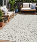 5' X 8' Ivory And Brown Polka Dot Washable Indoor Outdoor Area Rug