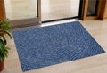 3' X 5' Navy Blue Gray And Ivory Polka Dot Washable Indoor Outdoor Area Rug