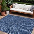 9' X 12' Navy Blue Gray And Ivory Polka Dot Washable Indoor Outdoor Area Rug