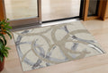 3' X 5' Beige Ivory And Gray Abstract Washable Indoor Outdoor Area Rug