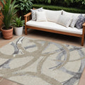 8' X 10' Beige Ivory And Gray Abstract Washable Indoor Outdoor Area Rug