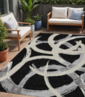 5' X 8' Black Ivory And Gray Abstract Washable Indoor Outdoor Area Rug
