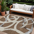 8' X 10' Brown Beige And Gray Abstract Washable Indoor Outdoor Area Rug