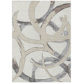 3' X 5' Ivory Gray And Beige Abstract Washable Indoor Outdoor Area Rug