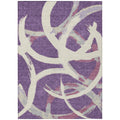 3' X 5' Purple Ivory And Gray Abstract Washable Indoor Outdoor Area Rug
