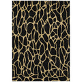 8' X 10' Black And Gold Geometric Washable Indoor Outdoor Area Rug