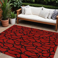 8' X 10' Red And Black Geometric Washable Indoor Outdoor Area Rug