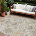 8' X 10' Beige Brown And Green Damask Washable Indoor Outdoor Area Rug