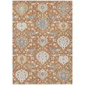 10' X 14' Copper Ivory And Gray Damask Washable Indoor Outdoor Area Rug