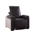 Power Motion Recliner, Dark Grain Brown Leather & Aluminum