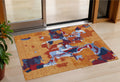 3' X 5' Copper Gray And Burgundy Abstract Washable Indoor Outdoor Area Rug