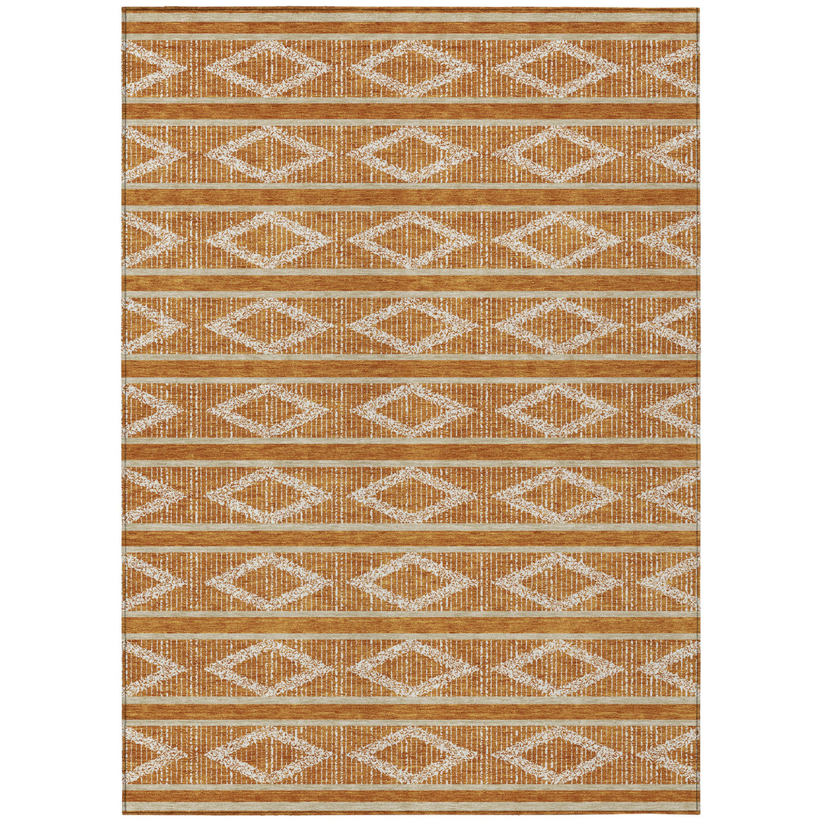 5' X 8' Copper And Ivory Geometric Washable Indoor Outdoor Area Rug