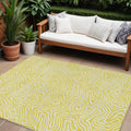 9' X 12' Yellow And Ivory Abstract Washable Indoor Outdoor Area Rug