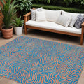 8' X 10' Teal Blue And Pink Abstract Washable Indoor Outdoor Area Rug