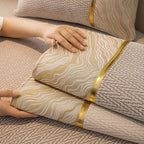 Non-Slip Couch Cover with Gold Trim, Sofa Slipcover for Sectional & Loveseat