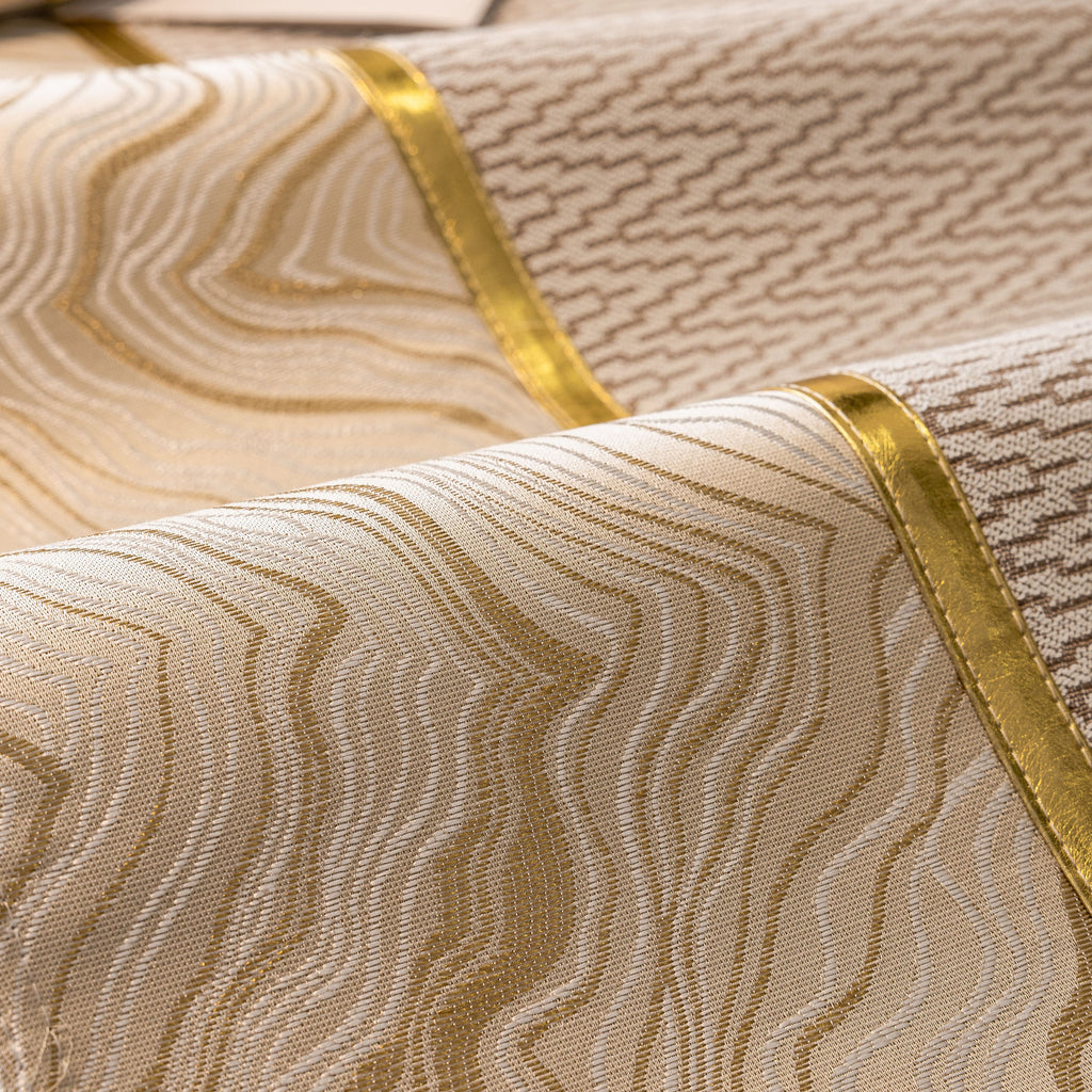 Non-Slip Couch Cover with Gold Trim, Sofa Slipcover for Sectional & Loveseat