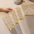 Non-Slip Couch Cover with Gold Trim, Sofa Slipcover for Sectional & Loveseat