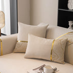 Non-Slip Couch Cover with Gold Trim, Sofa Slipcover for Sectional & Loveseat
