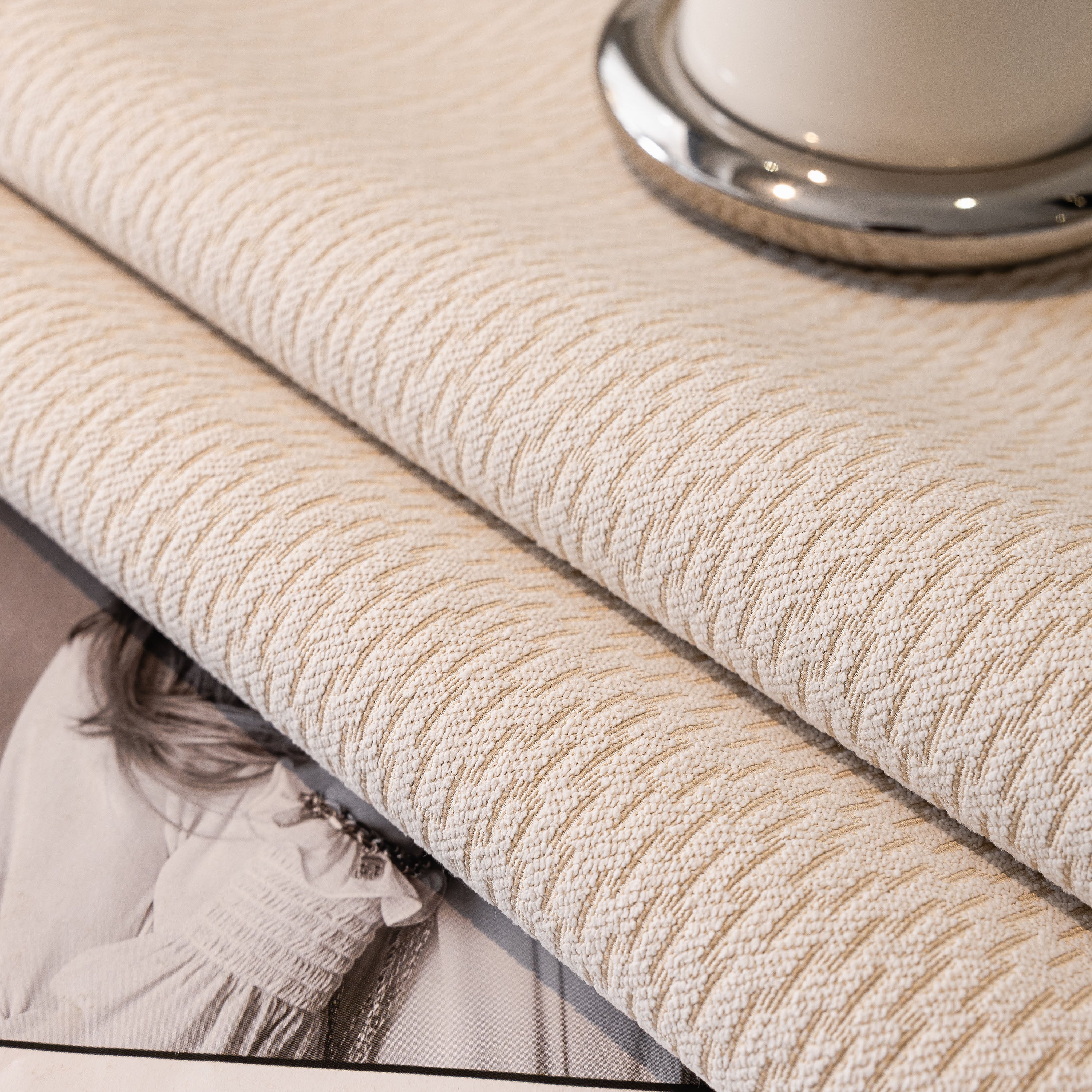 Non-Slip Couch Cover with Gold Trim, Sofa Slipcover for Sectional & Loveseat