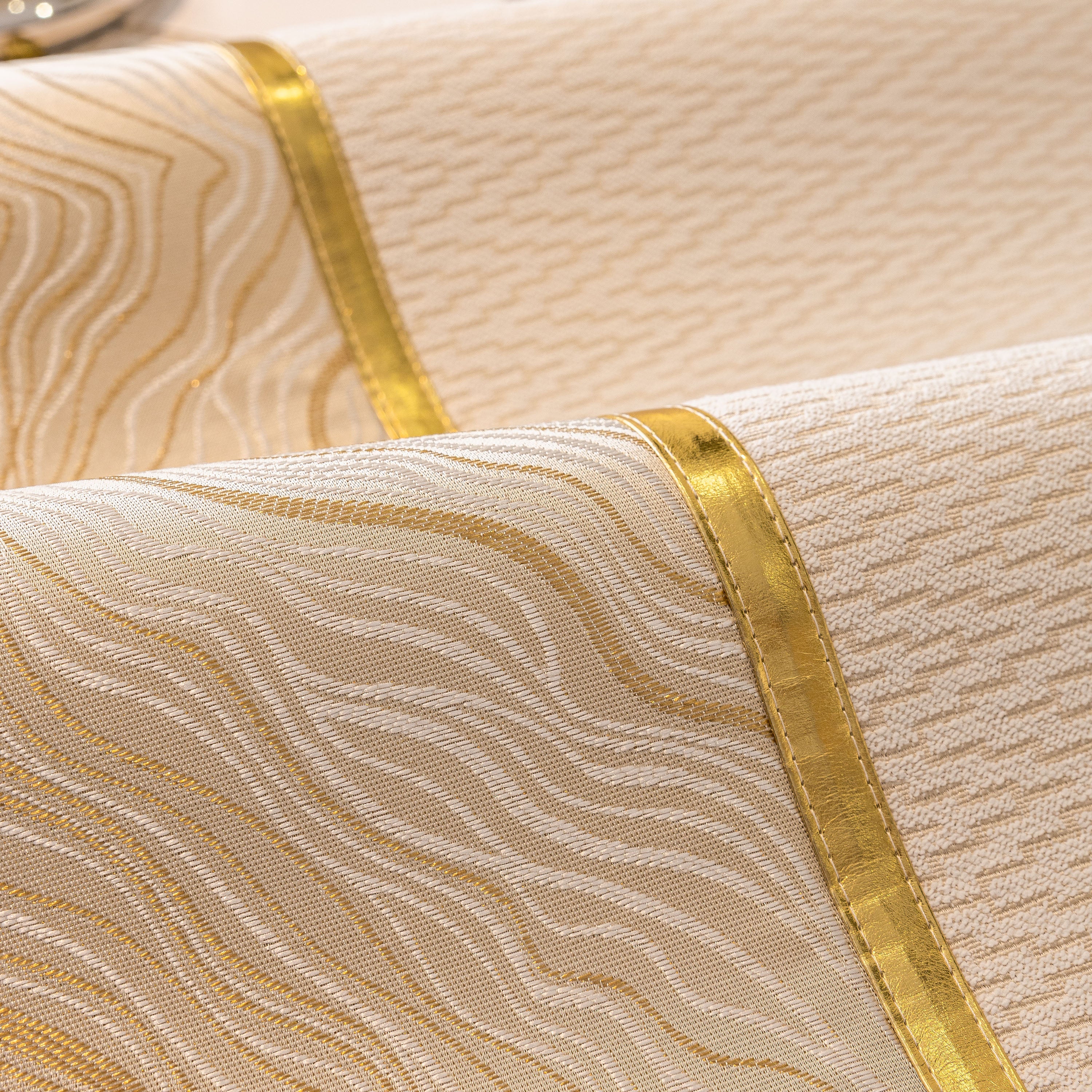 Non-Slip Couch Cover with Gold Trim, Sofa Slipcover for Sectional & Loveseat