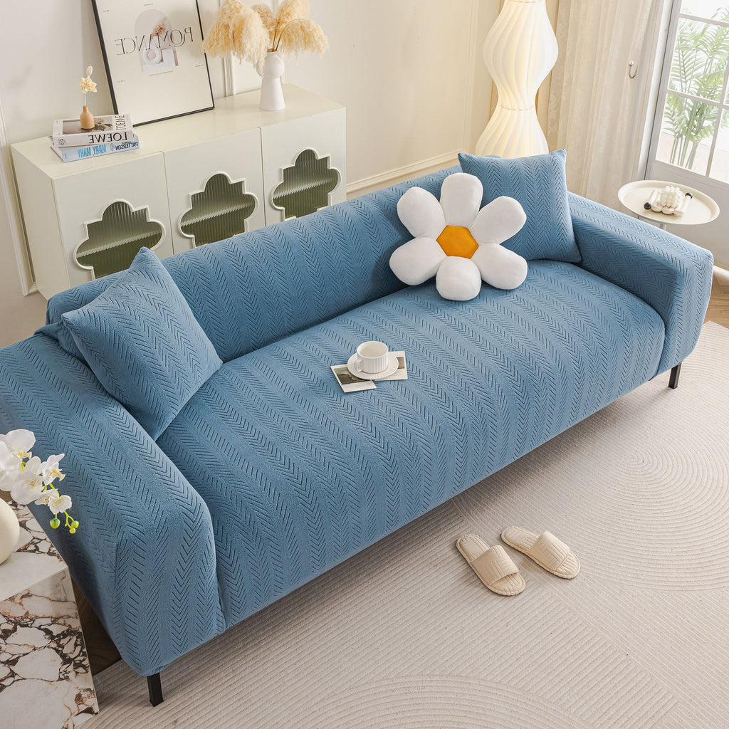 High Stretch Herringbone Textured Slipcover for Standard & L-Shaped Sectional Couches